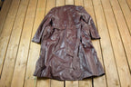 Vintage 1980s Women's Full Length Brown Leather Trench Coat