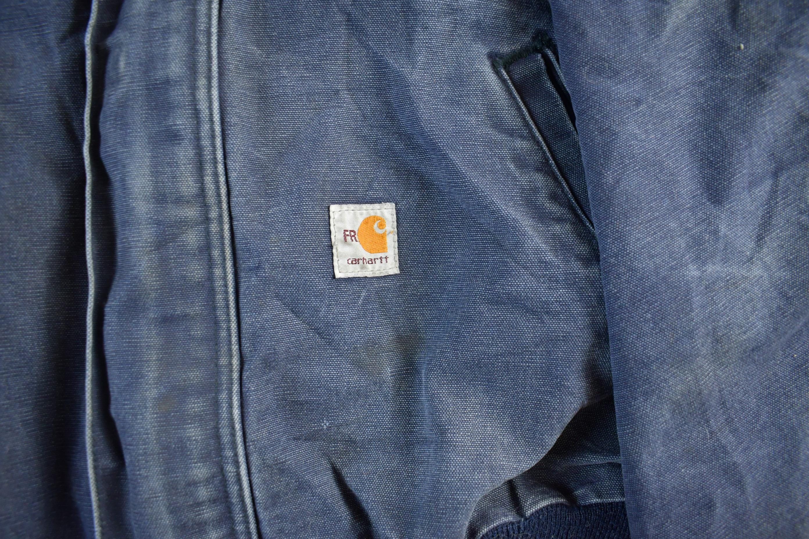 Vintage 1990s Carhartt Canvas FR Fire Resistant Hooded Jacket Men's XL