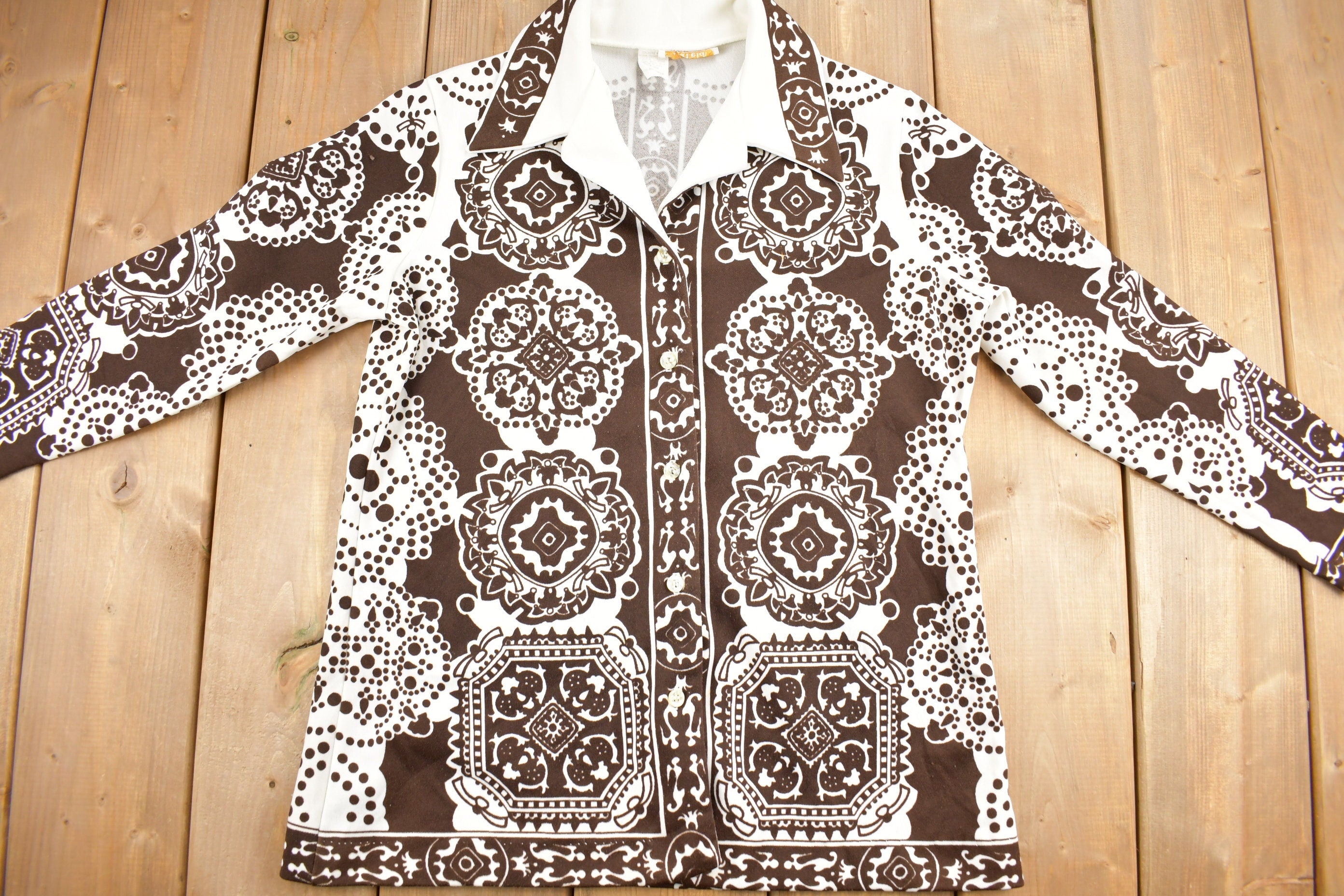 Vintage 1970s Mosaic Graphic Button Up Shirt
