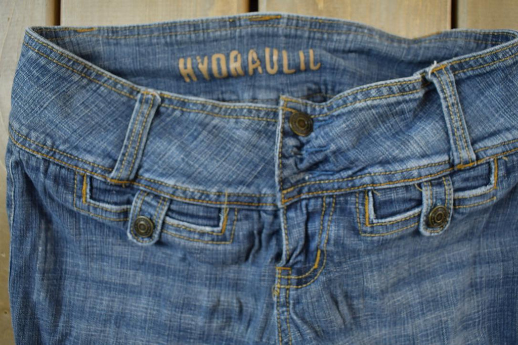 Vintage 2000s Hydraulic Low Waisted Boot Cut Denim Jeans Size 26 x 30