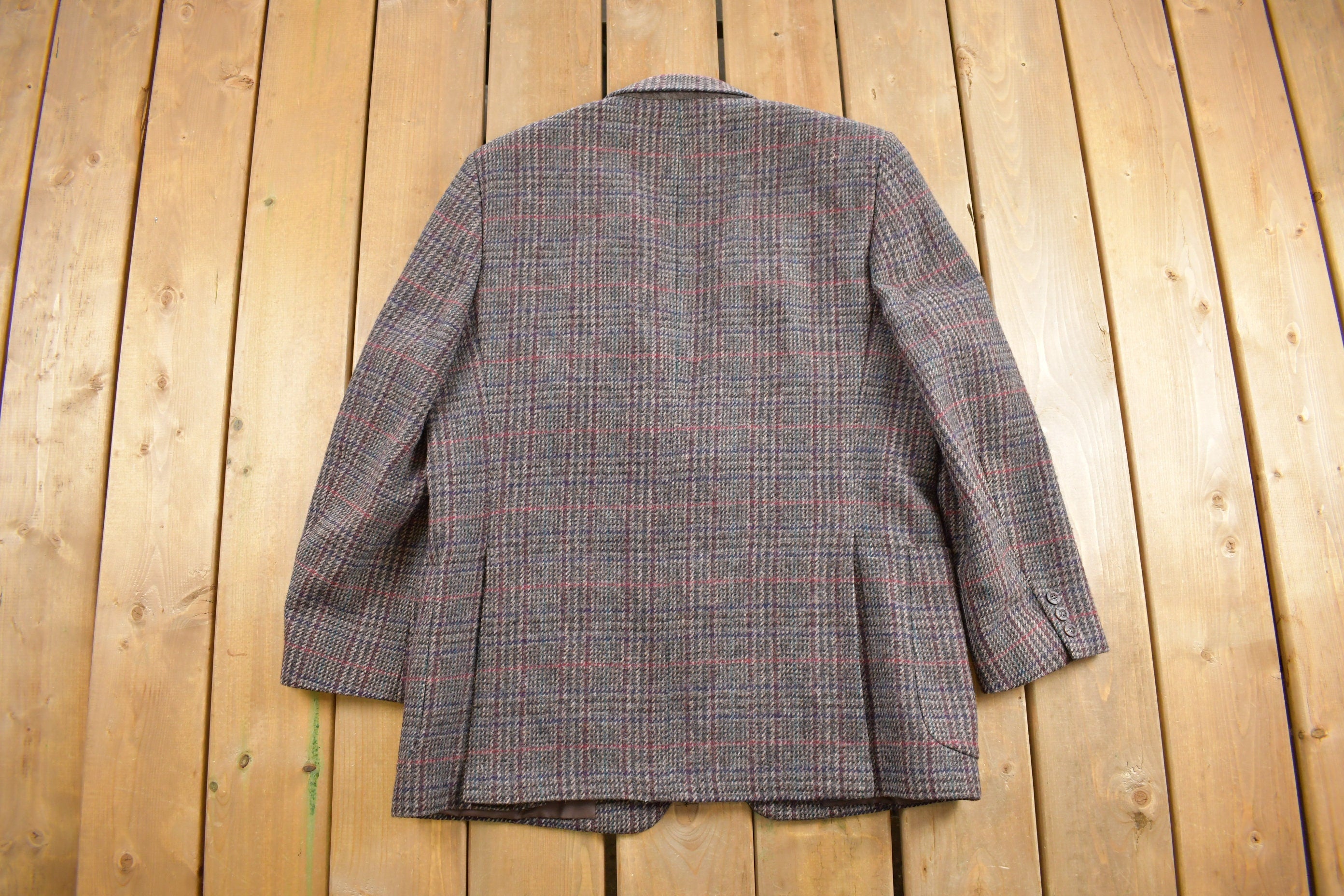 Vintage 1980s Plaid Wool Blazer