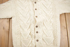 Vintage 1980s Artesania 100% Wool Cable Knit Cardigan Sweater
