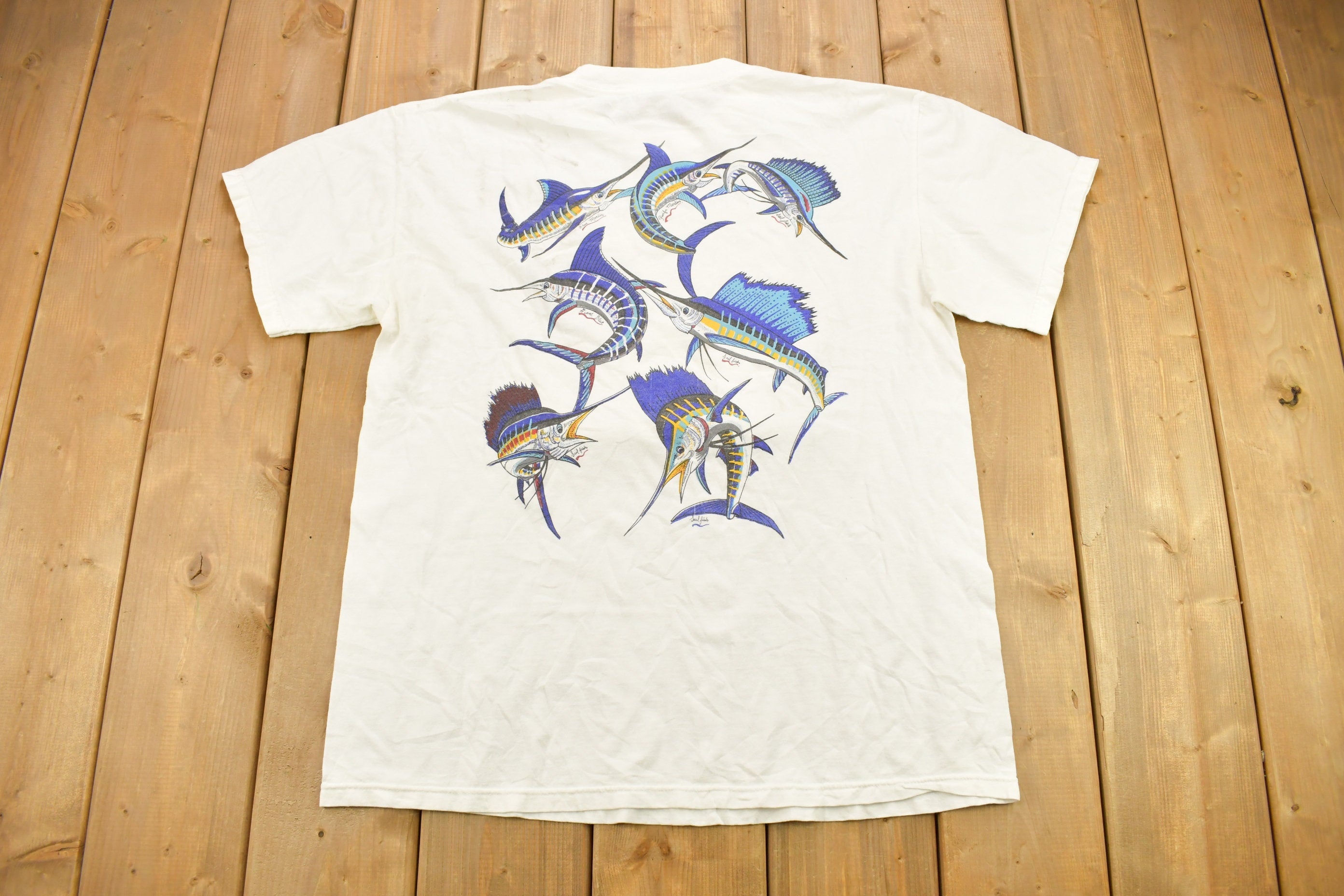 Vintage 1990s Mazatlán Mexico Marlin Fish Theme Graphic T-Shirt