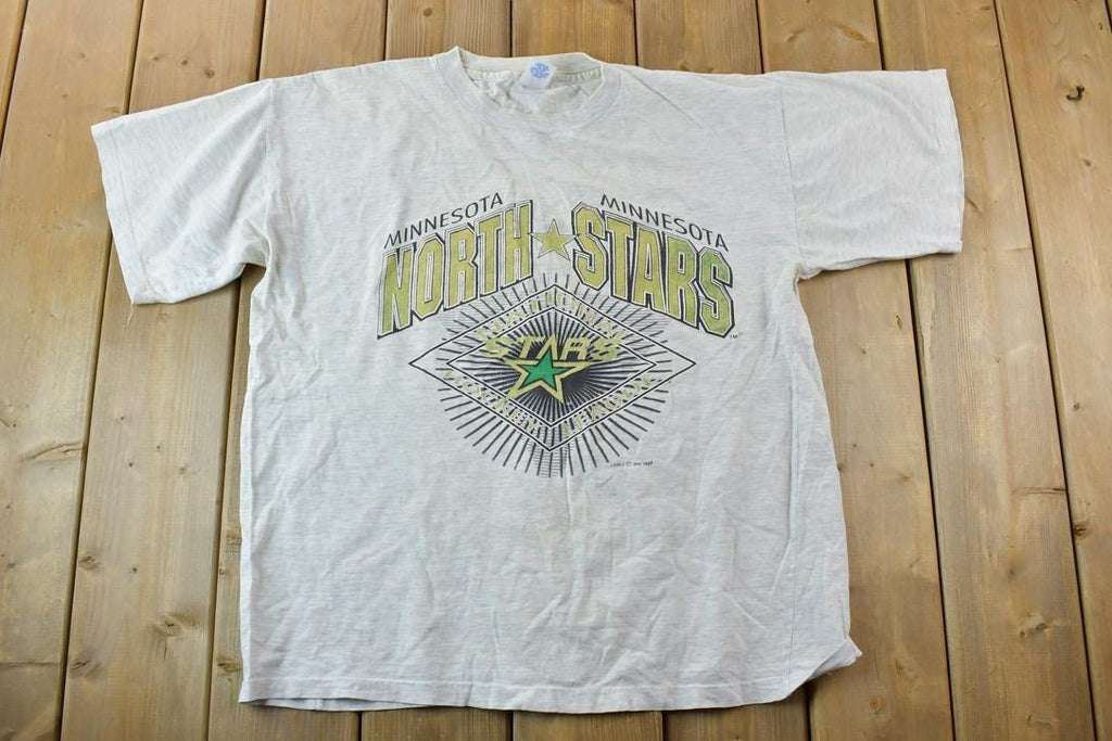 Vintage 1992 Minnesota North Stars NHL Logo 7 Graphic T-Shirt Single Stitch