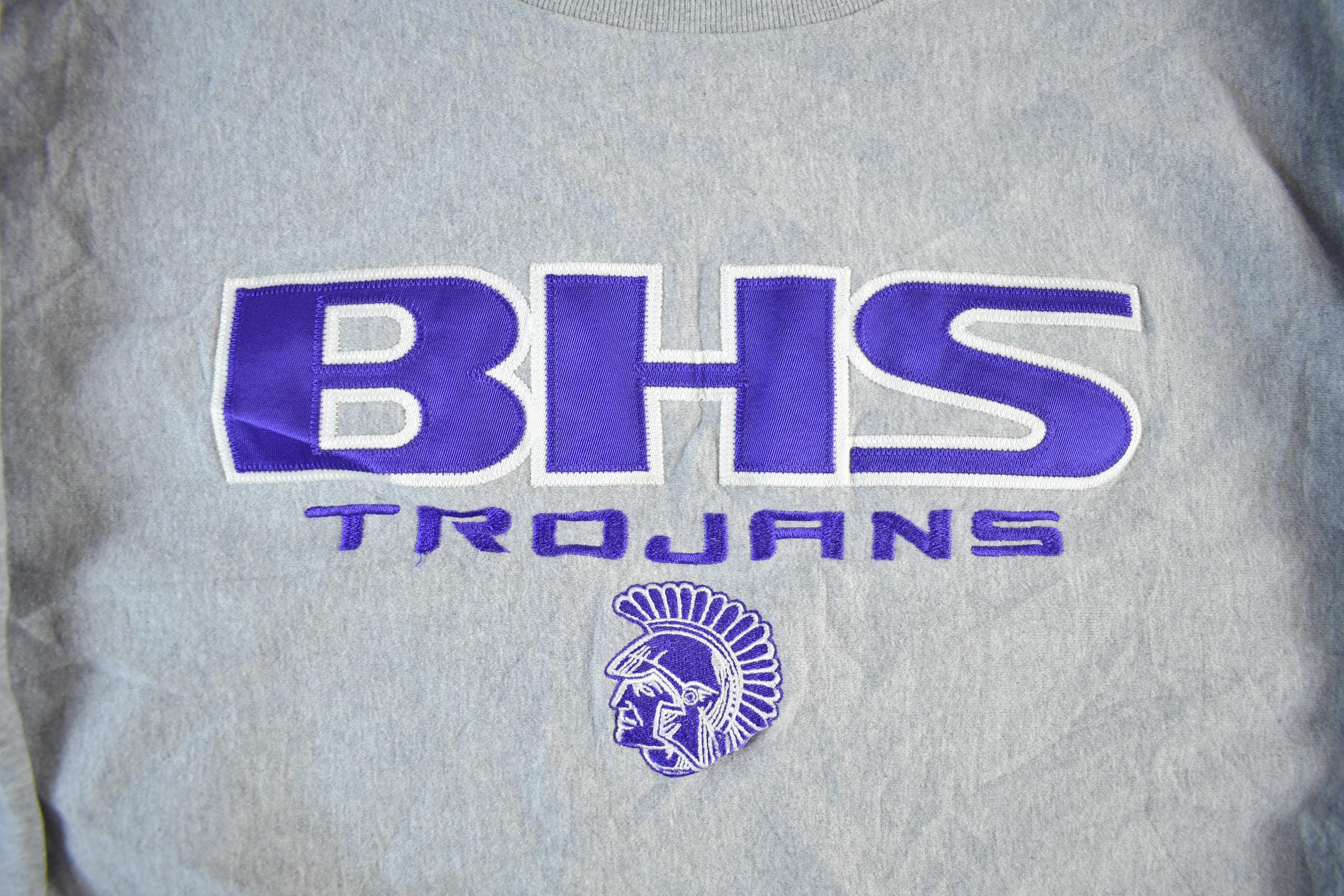 Vintage 1990s BHS Trojans Collegiate Crewneck Sweatshirt Mens Large