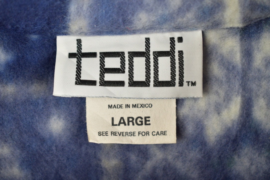 Vintage 1980s Teddi All Over Print Full Zip Fleece Sweater