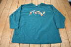 Vintage 1990s Disney Snow White Seven Dwarves Embroidered Fleece V-Neck Sweater