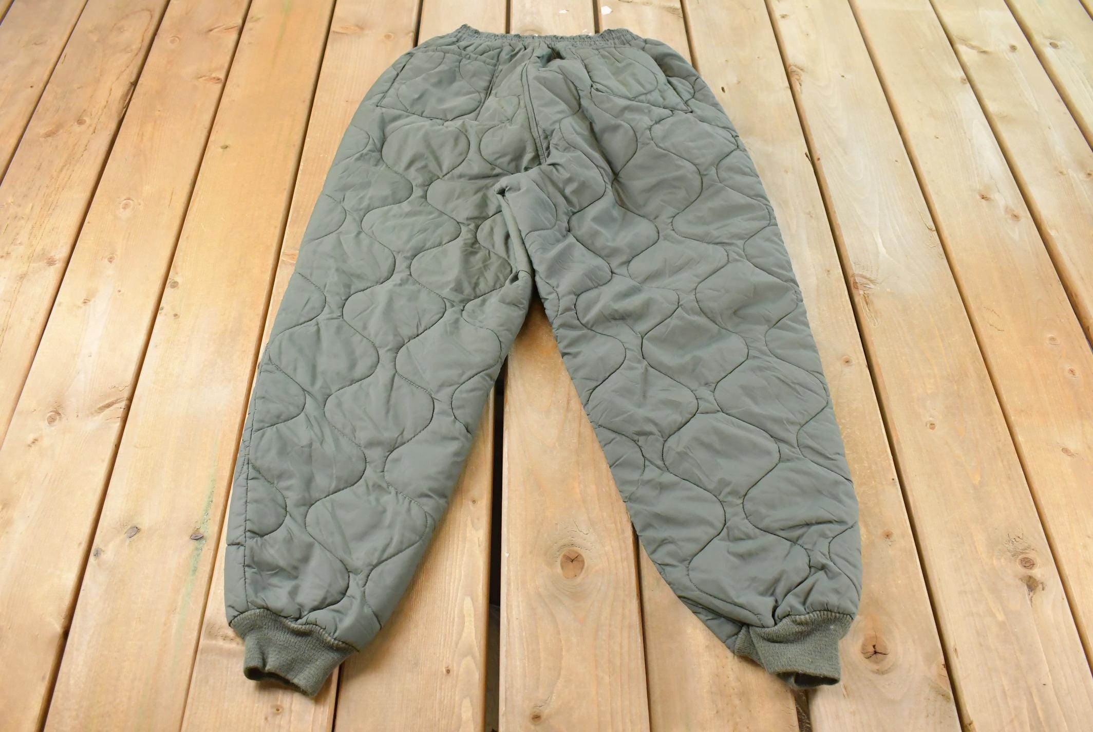 Vintage 1990s Military Quilted Green Liner Flyers Pants Men's 22 x 27.5 / 90s Army Pants / American Vintage / Made in USA