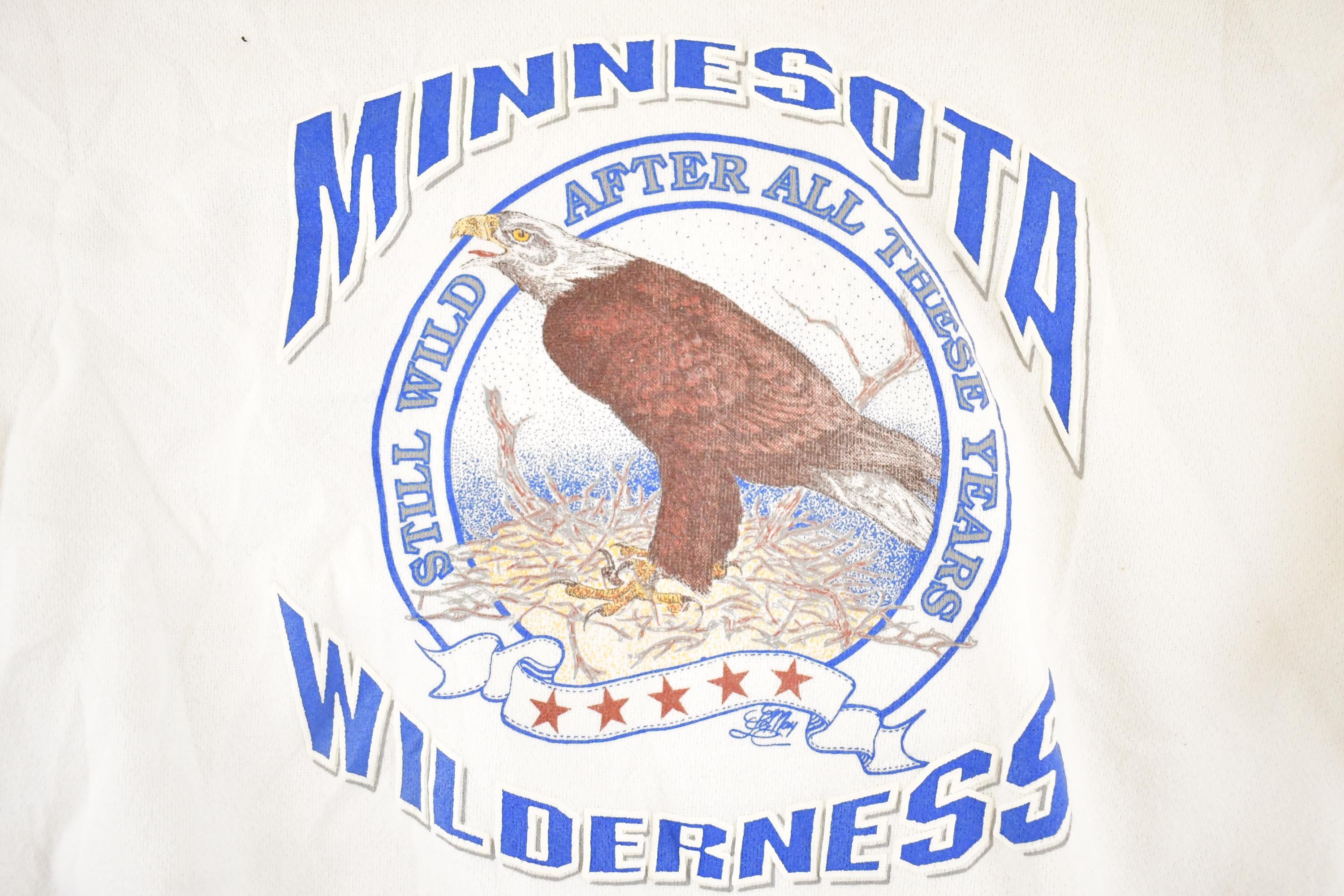 Vintage 1990s Minnesota Wilderness Bald Eagle Souvenir Crewneck Sweatshirt Men's L / 90's Tourist Vacation Graphic Sweater