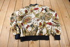 Vintage 1990s Women's All Over Print Jacquard Windbreaker Jacket