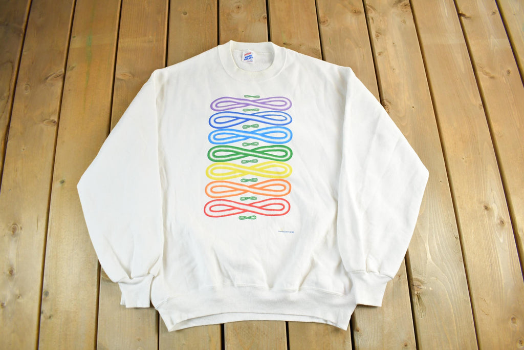 Vintage 1990s Shakra Shirts Infinity Sign Graphic Crewneck Sweatshirt Men's Large