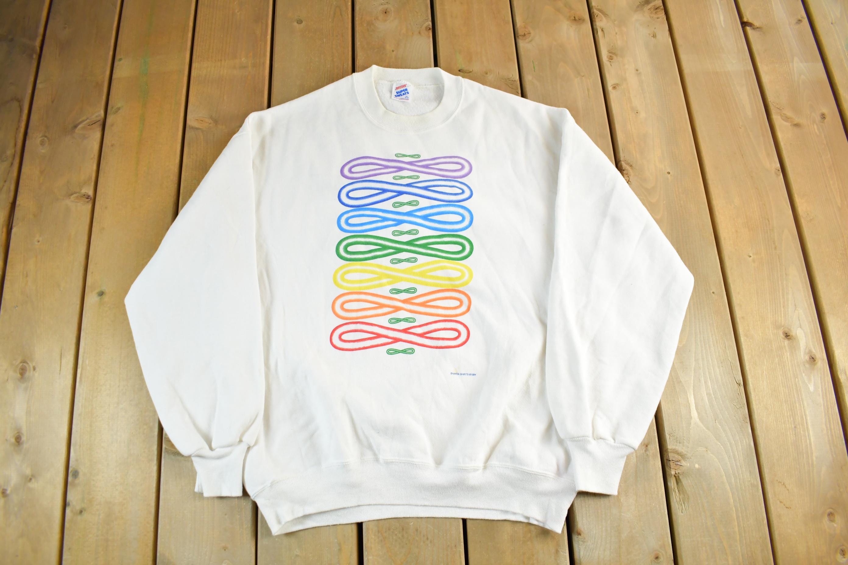 Vintage 1990s Shakra Shirts Infinity Sign Graphic Crewneck Sweatshirt Men's Large