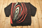 Vintage 1990s New Yorker Abstract Pattern Knitted Crewneck Sweater