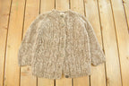 Vintage 1960s Montgomery Ward Hand Knit Mohair Wool Cardigan Sweater Women's S