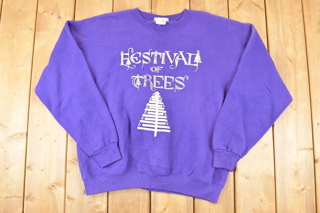 Vintage 1990s Festival Of Trees Graphic Print Crewneck Sweatshirt Mens L