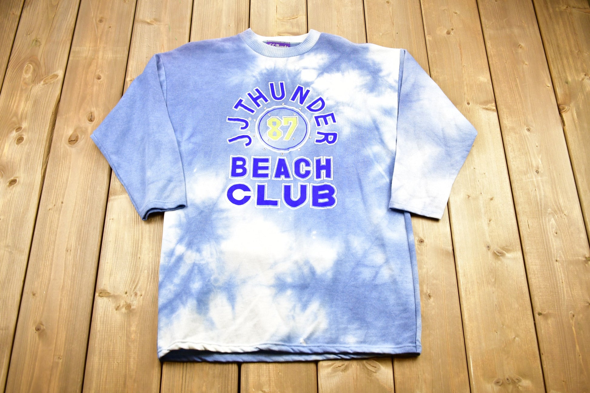 Vintage 1987 JJ Thunder Beach Club Tie Dye Crewneck Sweater / 90s Crewneck / Vintage Sweatshirt / Made In USA / Streetwear Fashion