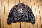 Vintage 1980s MGM Grand Las Vegas Satin Jacket  Made In USA  Embroidered  Streetwear  Zip Up  Lion's Head