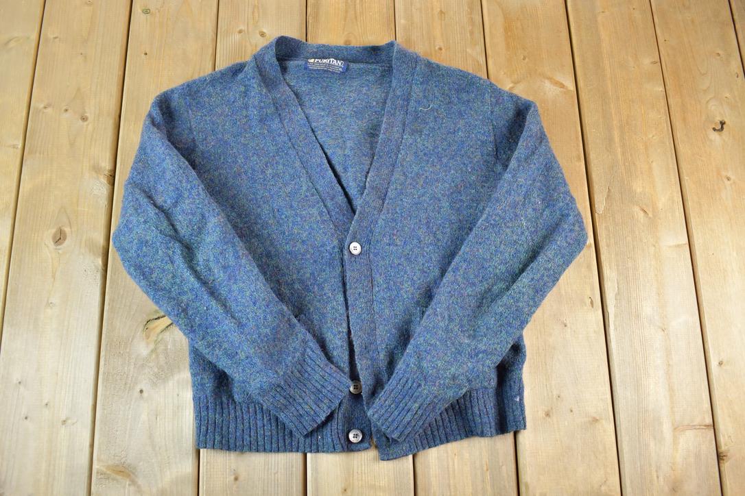 Vintage 1990s Puritan Wool Knit Perfect Mild Distress Cardigan Sweater Made In USA