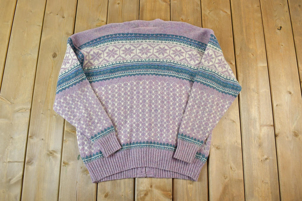 Vintage 1980s Kerstin Adolphson Sweden Clasp Button Knit Crewneck Sweater