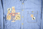 Vintage 1990s Scarecrow Farm Theme Button Up Shirt