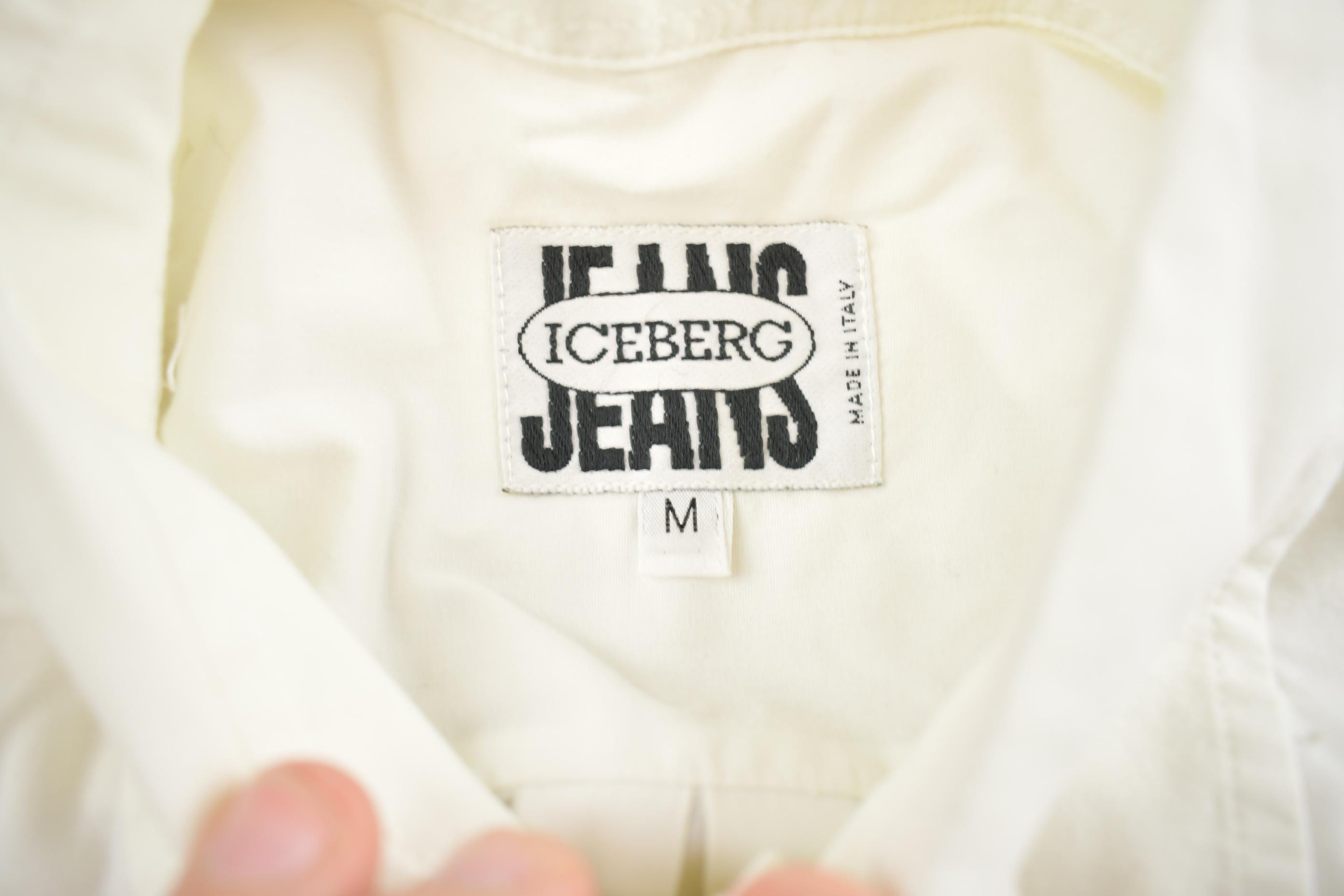 Vintage 1990s Iceberg Jeans Blank Button Up Shirt Made In Italy