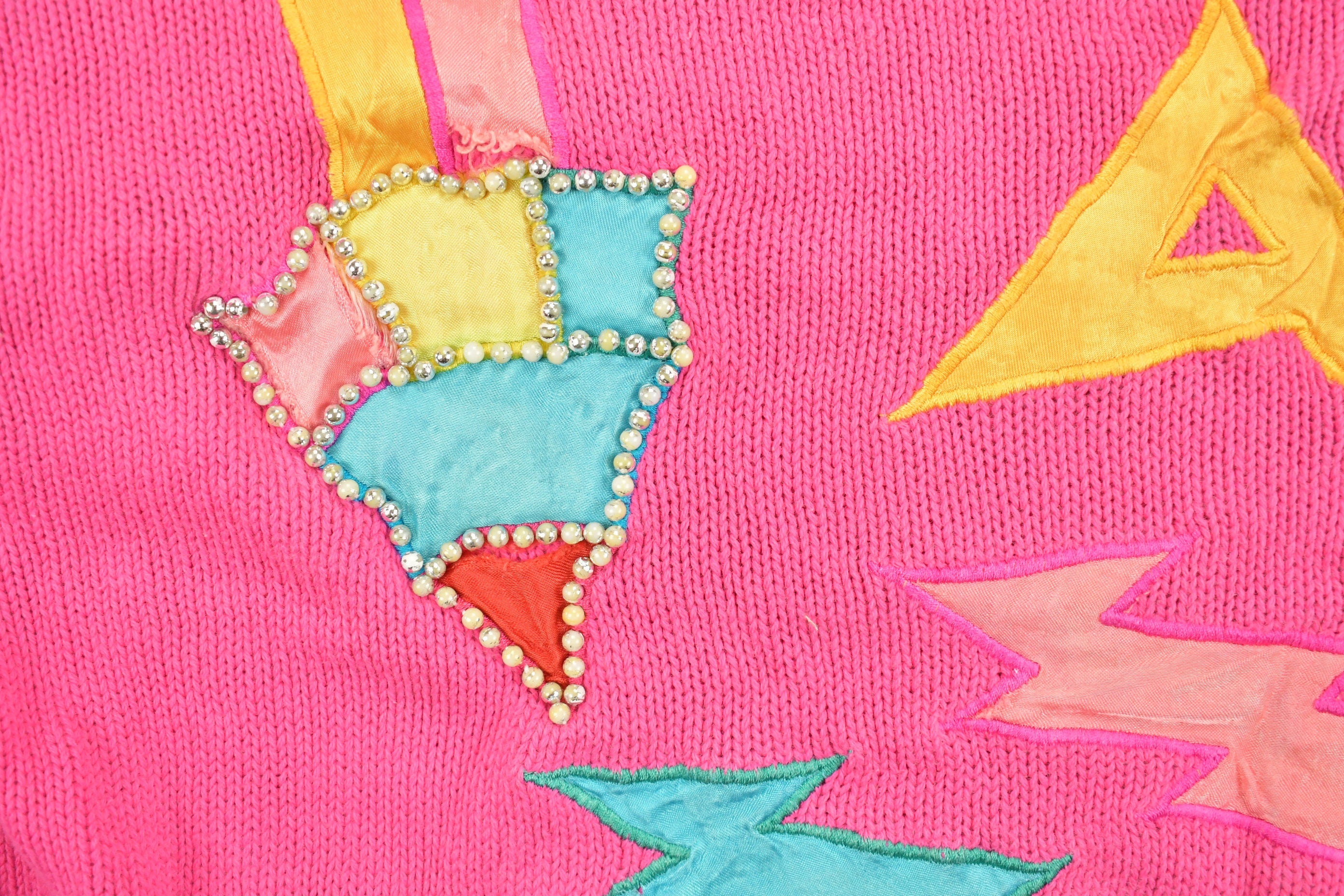 Vintage 1990s Andre Christian Embroidered Knitted Sweater