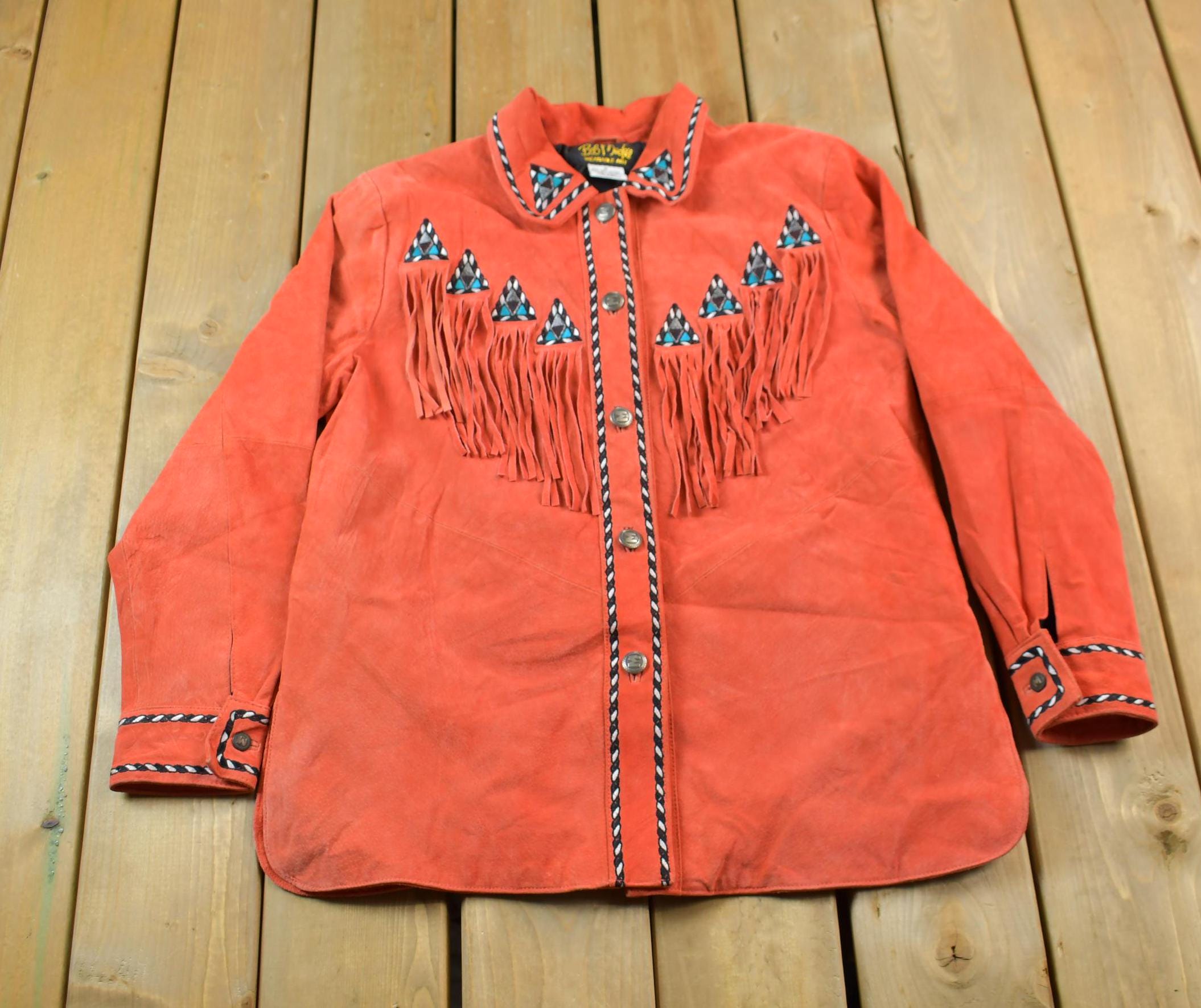 Vintage 80's Bob Mackie Western Button Up Suede Shirt