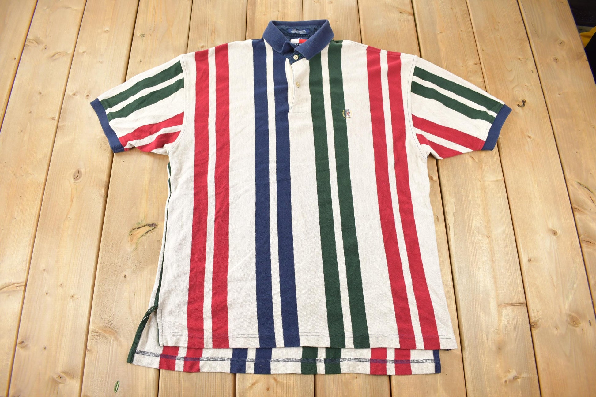Vintage 1990s Tommy Hilfiger Striped Polo T-Shirt