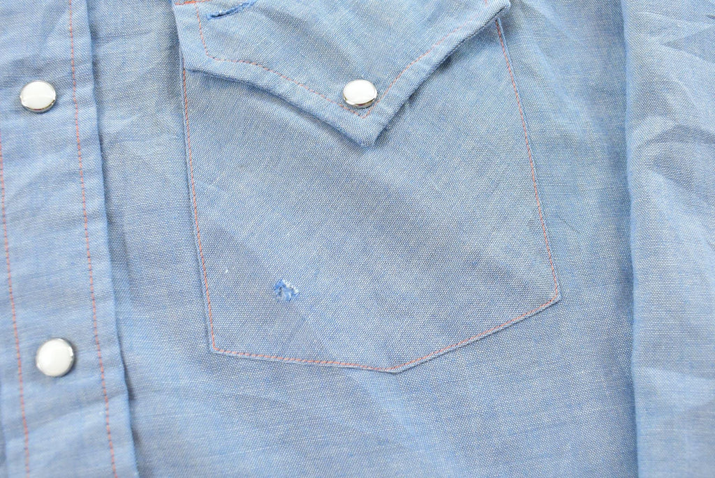 Vintage 1980s Ely Plains Chambray Button Up Shirt Men's XL /