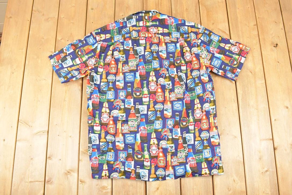 Vintage 1990s Deadstock Pacific Legend Abstract Bottles Button Up Shirt Men's L