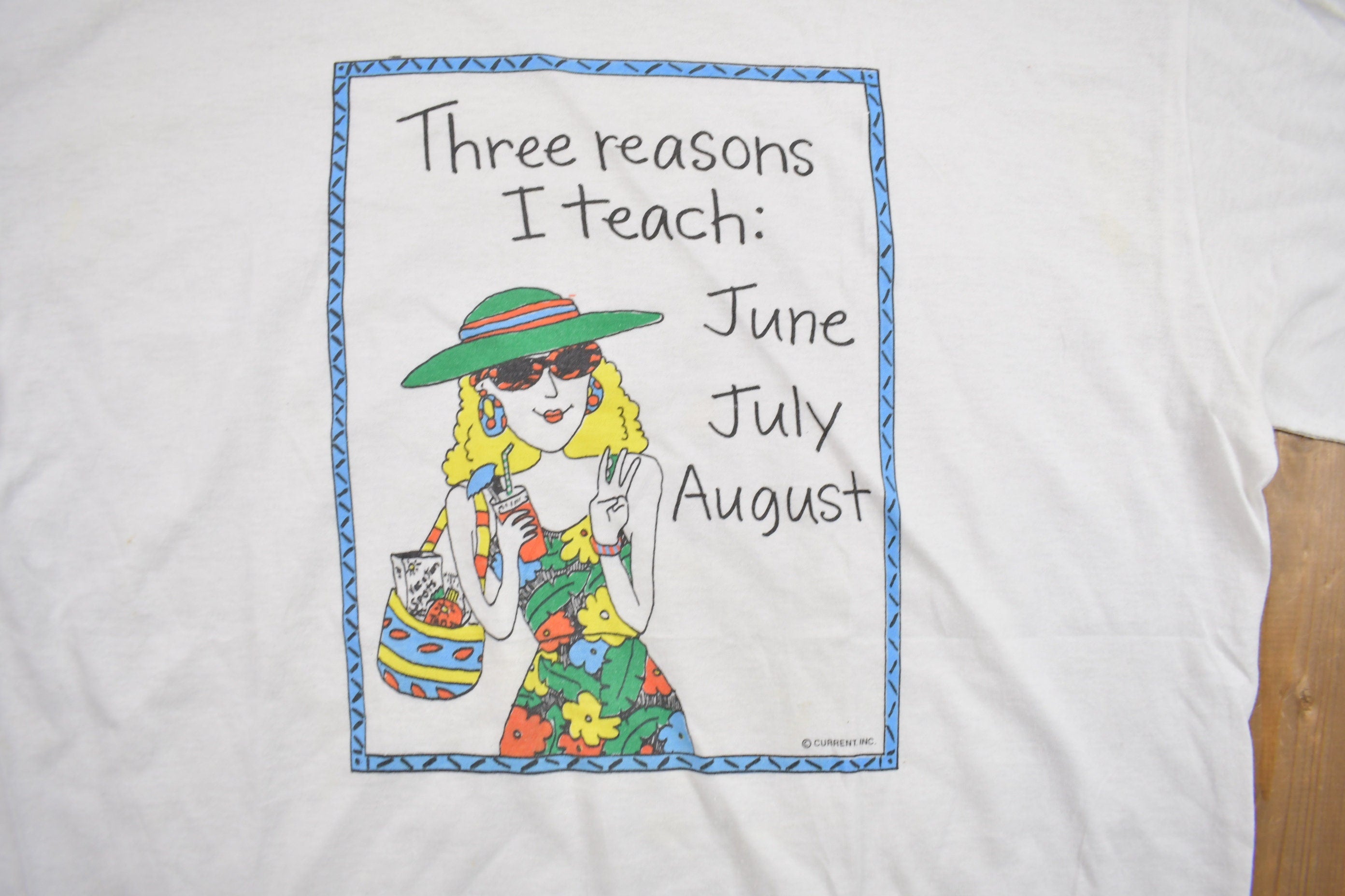 Vintage 1990s Funny Teacher Champion Graphic T Shirt