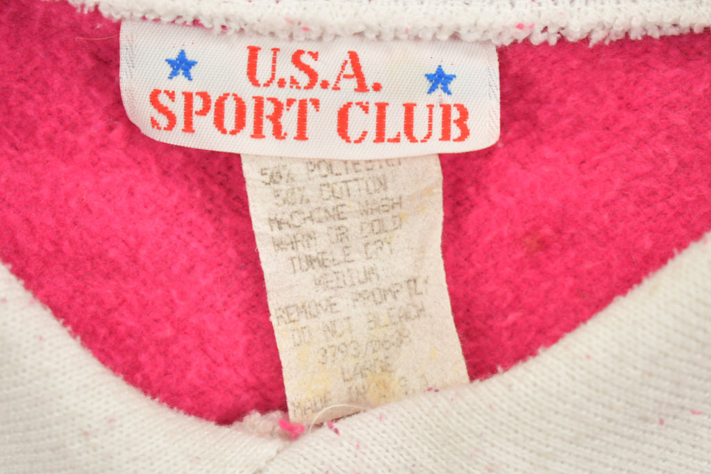 1990 Vintage Floral Neon Sunflower Pink Double Collar Crewneck