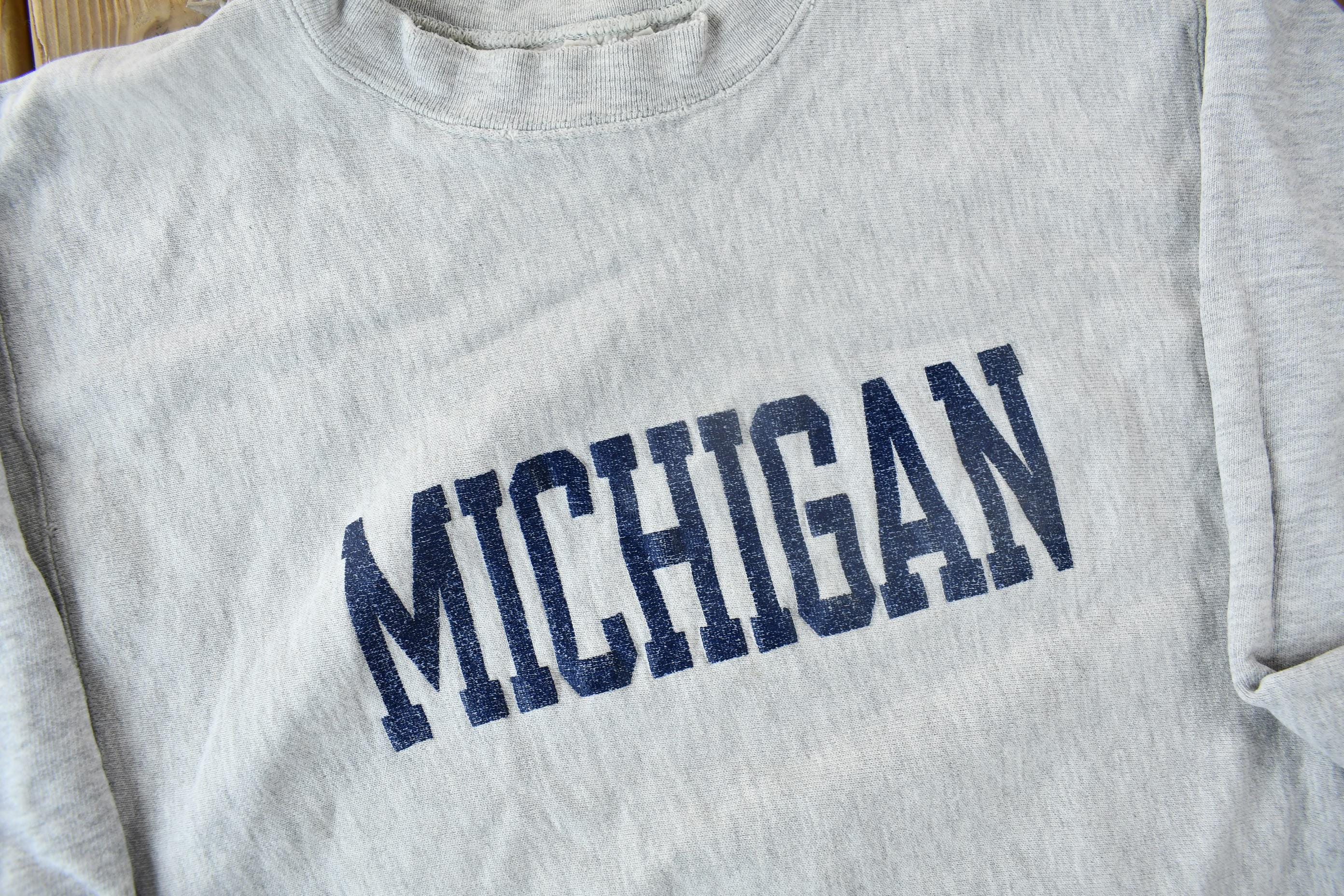 Vintage 1980s University Of Michigan Champion Reverse Weave Warmup Crewneck