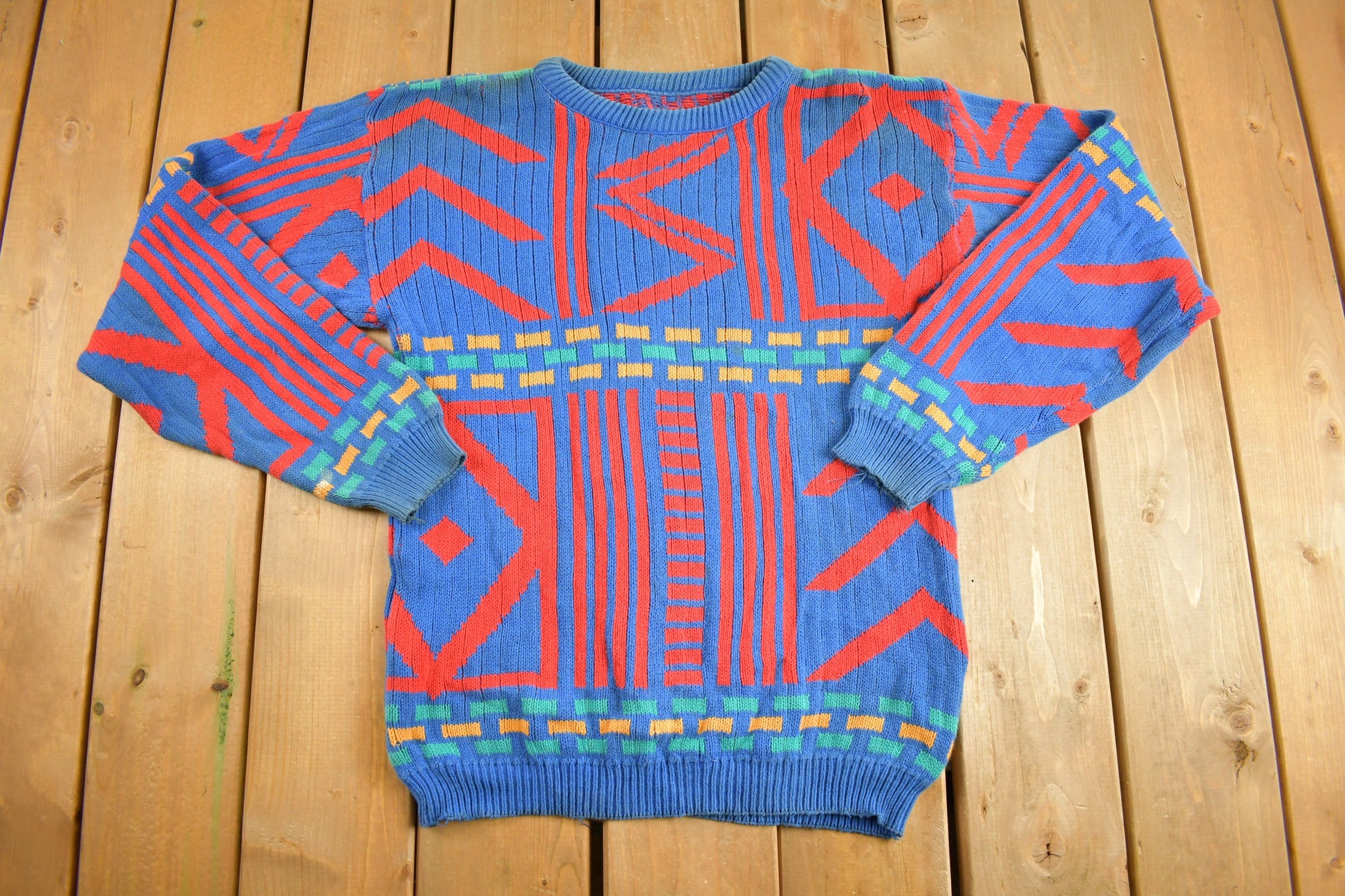 Vintage 1990s Abstract Colorful Knit Sweater / Vintage 90s Crewneck / Abstract Sweater / Vintage Colorful / Abstract / Fall Wear