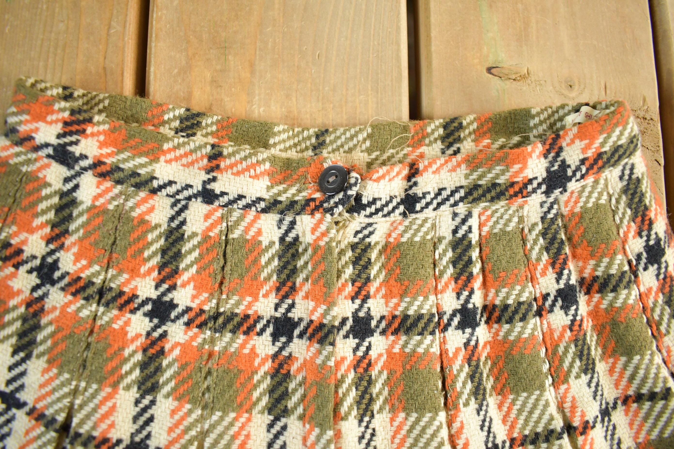 Vintage 1970s Wool Tartan Plaid Skirt Women's 24