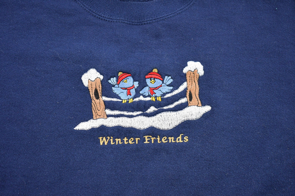 Vintage 1990s Bird Embroidered Crewneck , 90s Crewneck , Nature , Animals , Vintage Sweatshirt , Cute Christmas Birds
