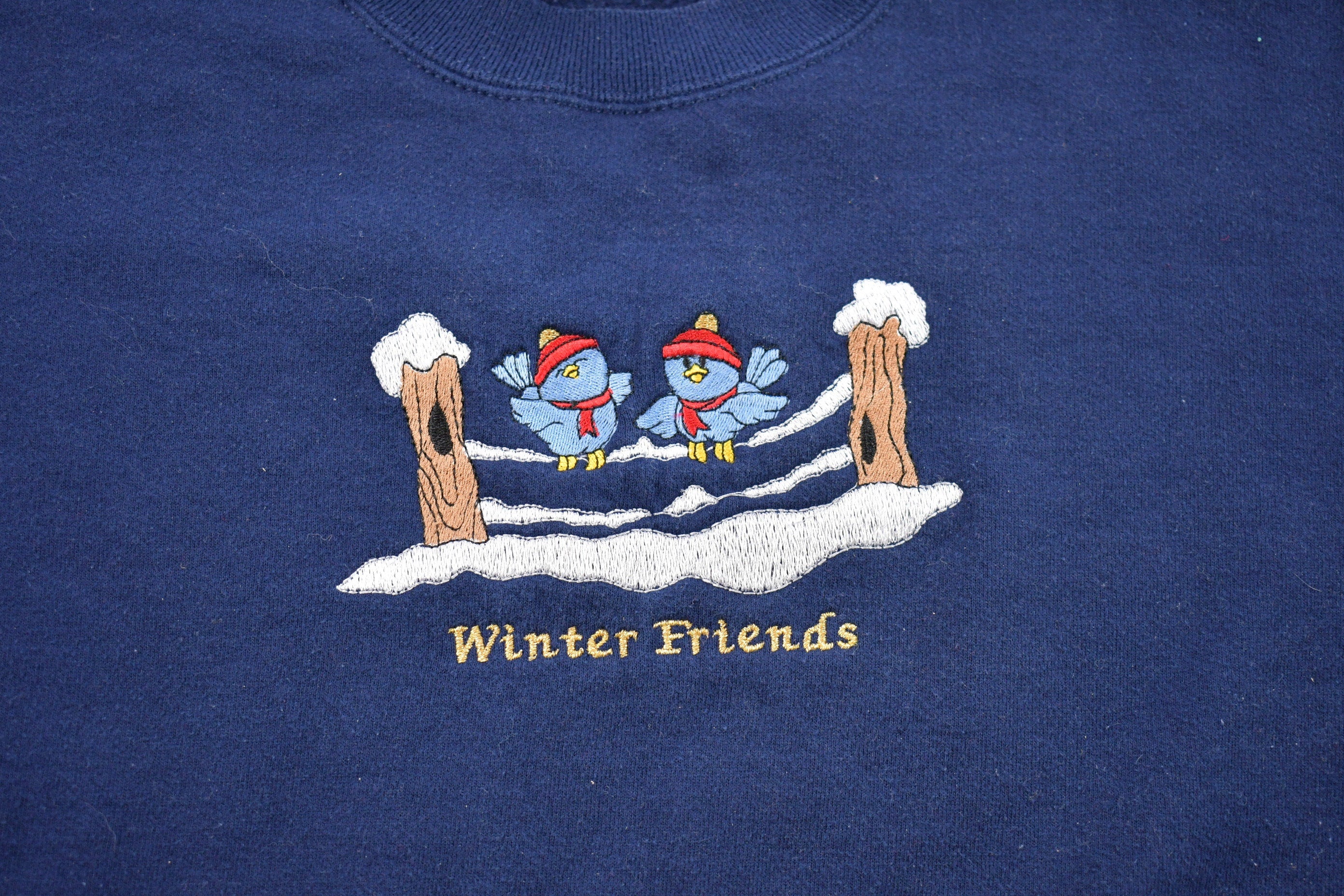 Vintage 1990s Bird Embroidered Crewneck , 90s Crewneck , Nature , Animals , Vintage Sweatshirt , Cute Christmas Birds