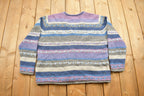 Vintage 1990s Northern Isles Striped Knitted Cardigan Sweater