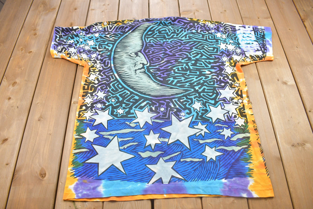 Vintage 1992 Astrology Sun and Moon All Over Print Graphic T Shirt