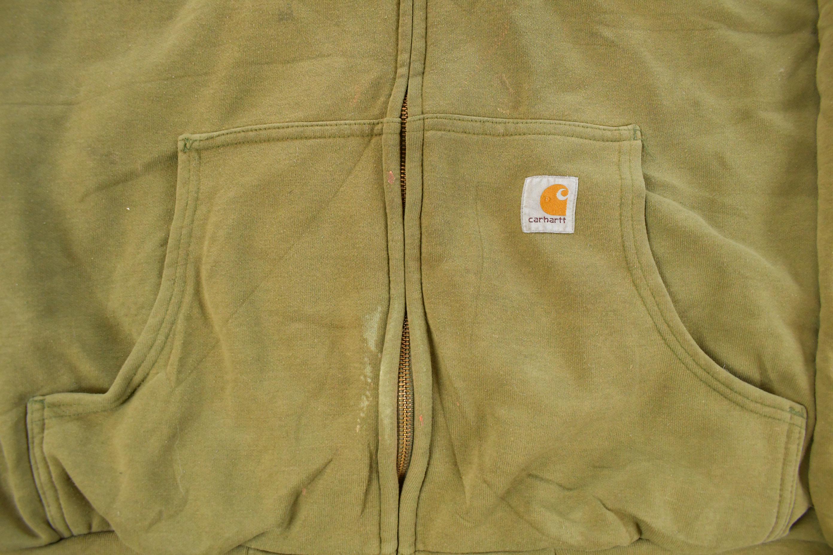 Vintage 1990s Carhartt Lined Full Zip Hoodie Sweatshirt Men's 2XL