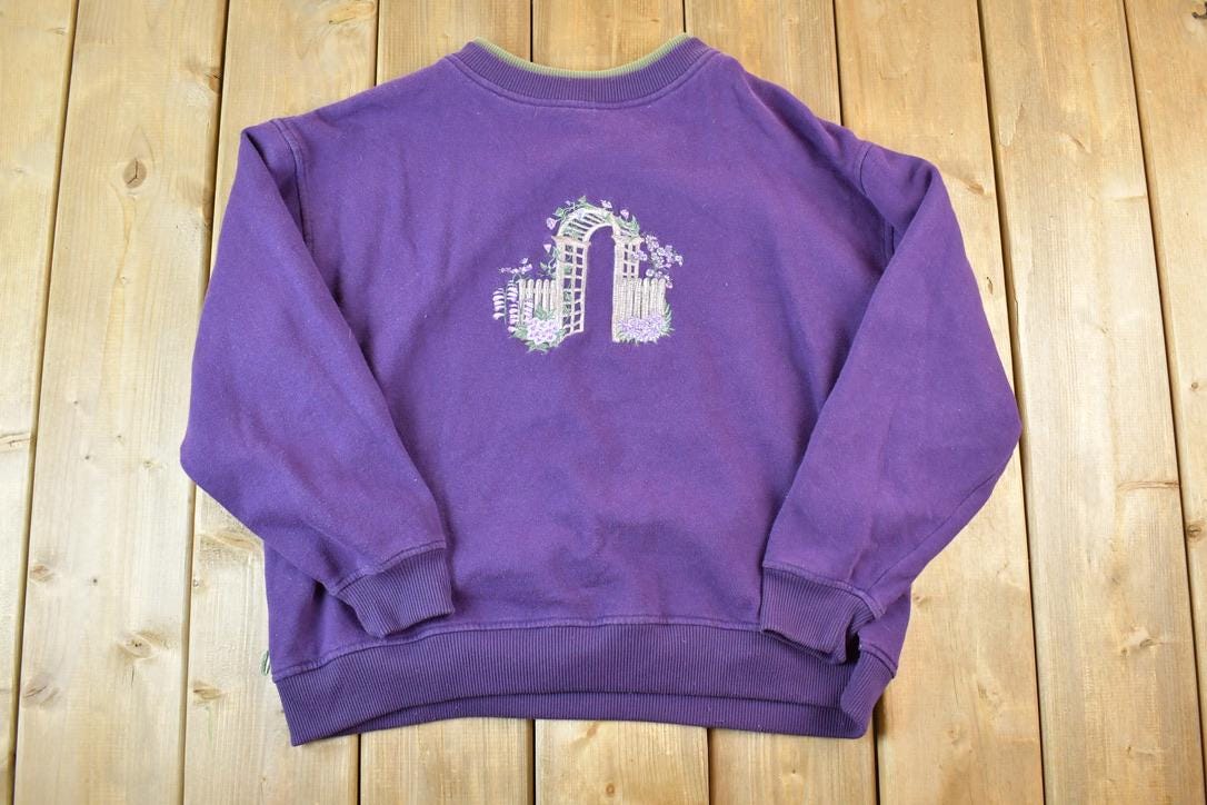 Vintage 1990s Flower Gate Outdoorsman Double Collar Crewneck Sweatshirt