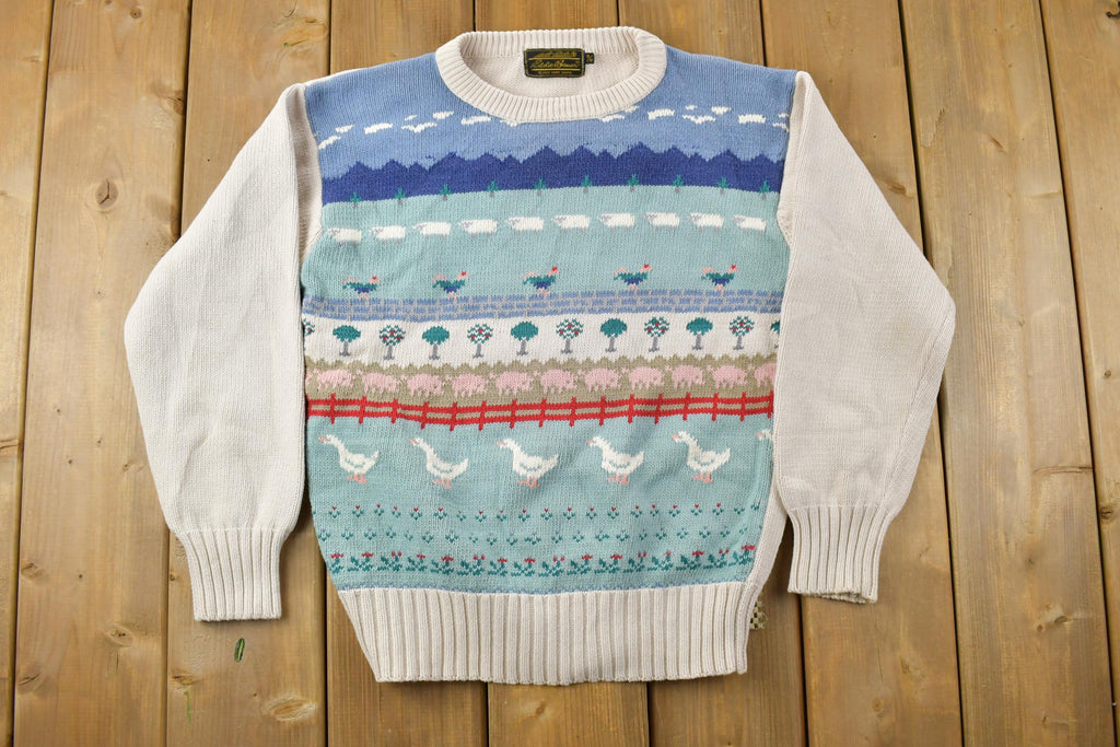 Vintage 1990s Eddie Bauer Farm Knit Crewneck Sweater