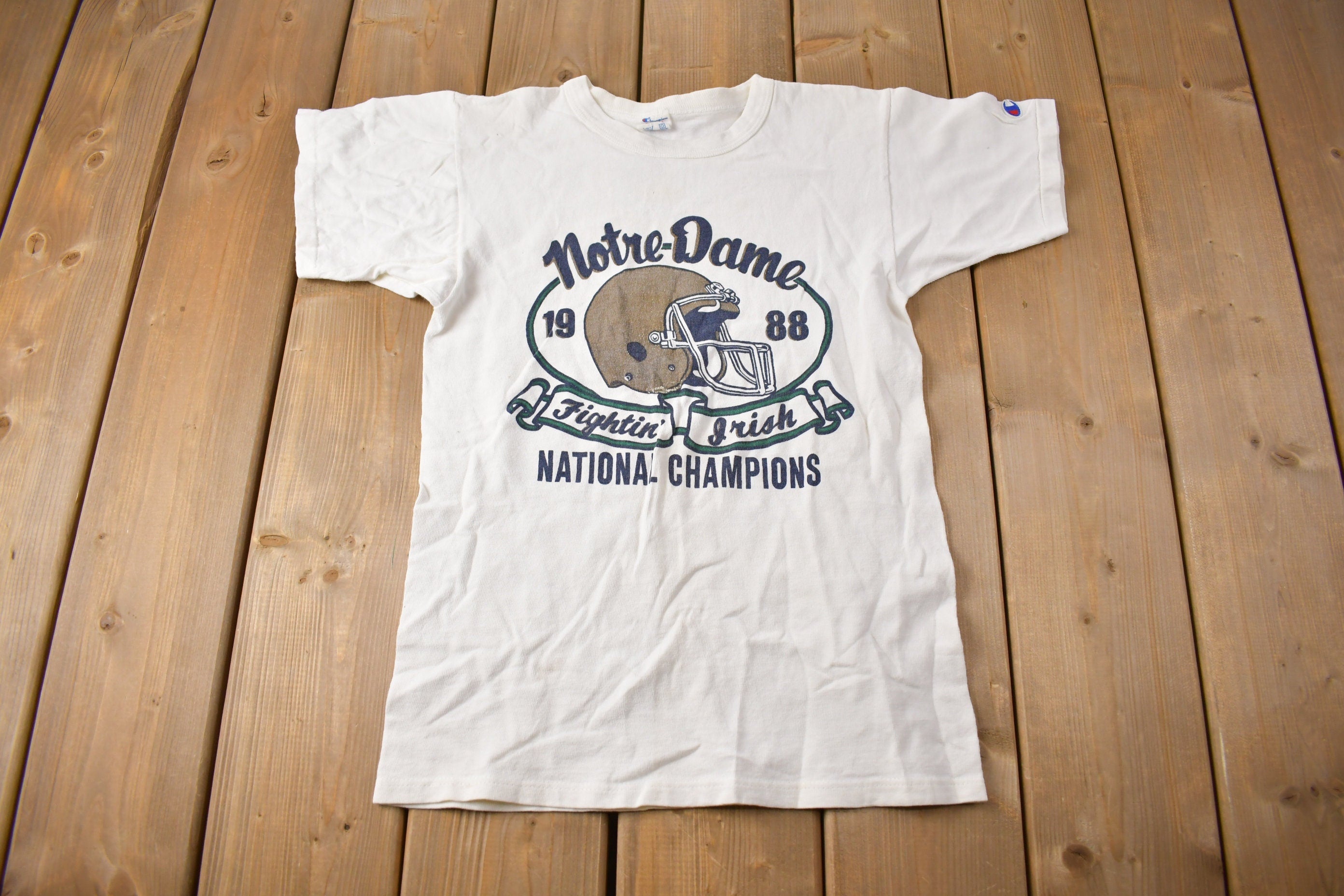 Vintage 1988 Notre Dame Fighting Irish Collegiate Champion Ringer T-Shirt
