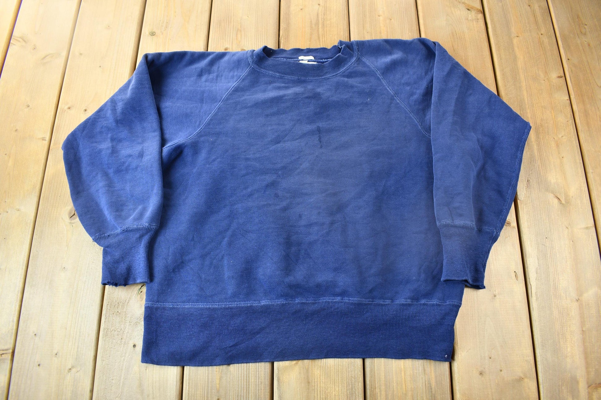 Vintage 1940s Akom Pep-Shirt Blank Navy Blue Crewneck Sweatshirt
