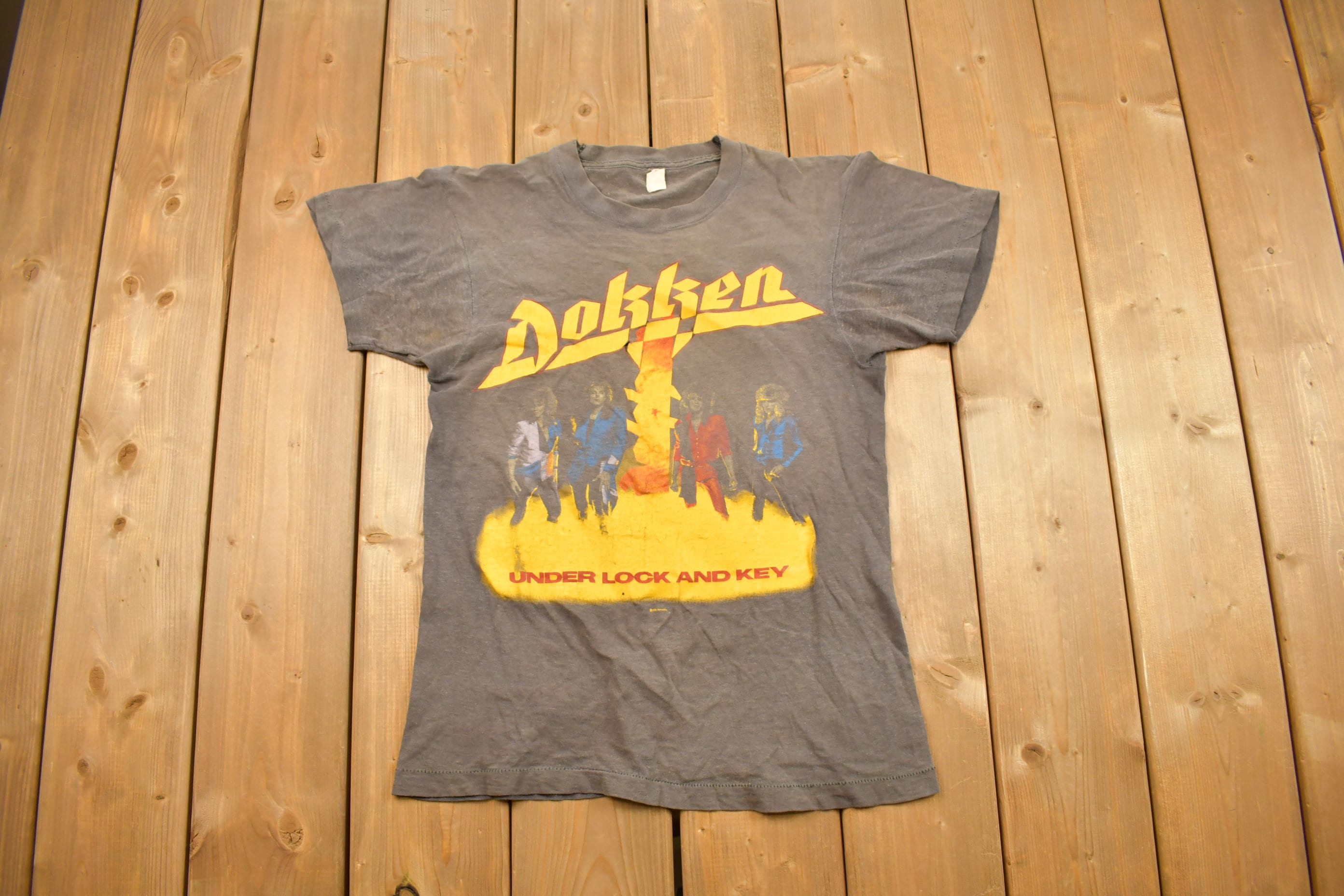 Vintage 1985 Dokken Under Lock And Key Tour Band T-Shirt Band Tee Single Stitch