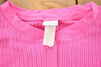 Vintage 2000s Hot Pink Ribbed Henley Tube Top