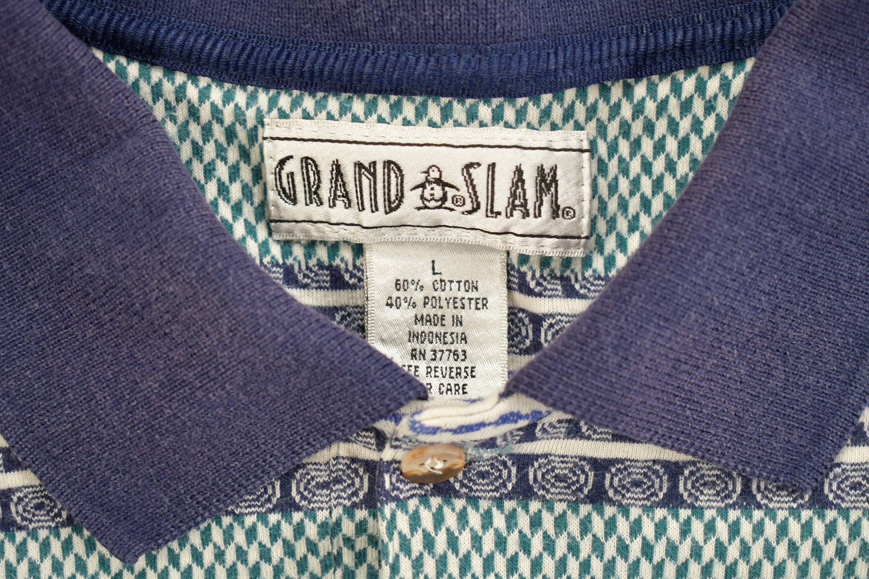Vintage 1990s Grand Slam Patterned Button Up Collar Pocket Shirt