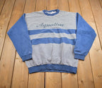 Vintage 1990s Aqualine Striped Nautical Crewneck Sweatshirt Made In USA