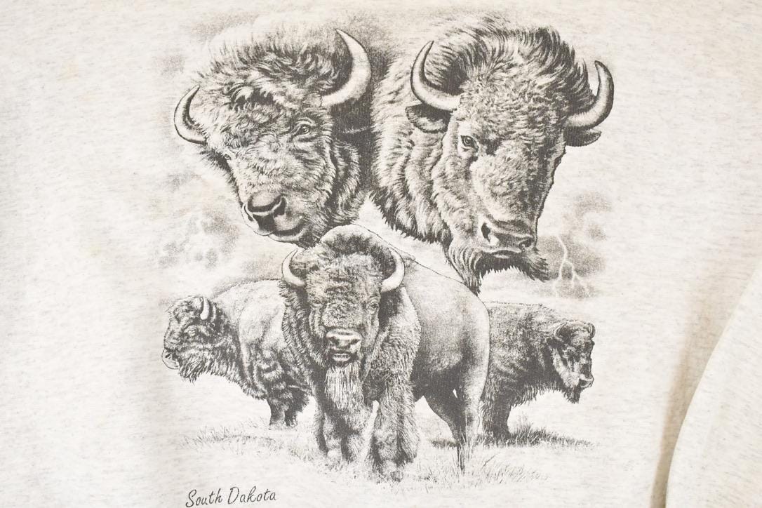 Vintage 1990s South Dakota Buffalos Graphic Print Crewneck Sweatshirt Mens L