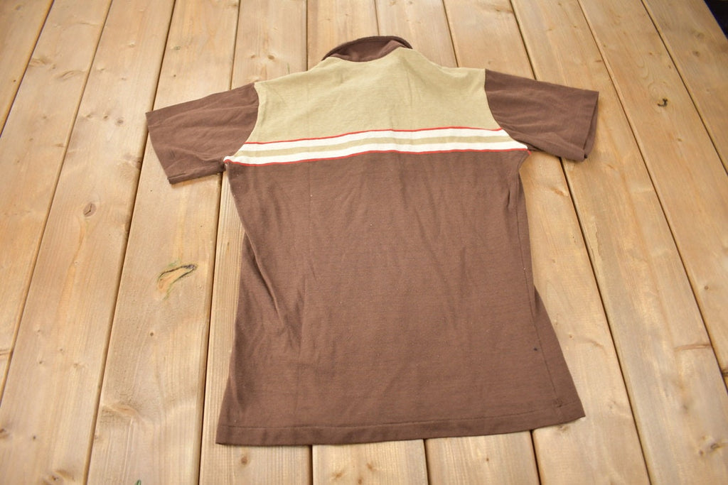 Vintage 1980s Harvey Woods Striped Polo Shirt Made In Canada